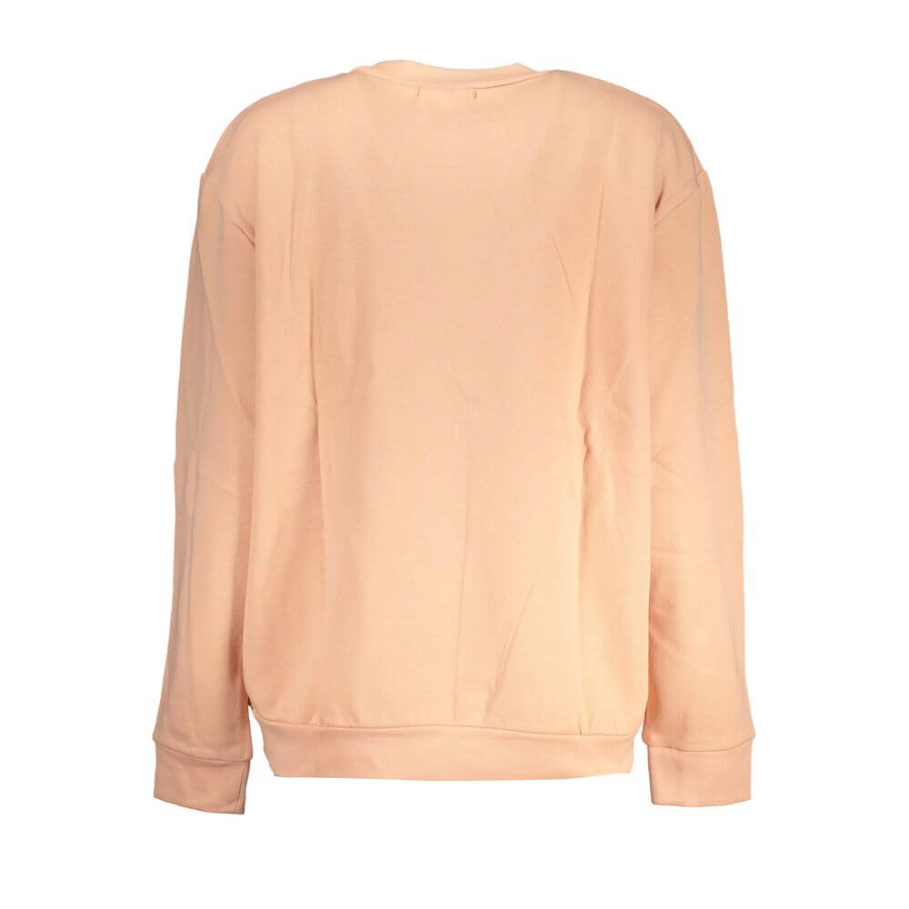 Cavalli Class Pink Cotton Women Sweater with long sleeves, showcasing back view and elegant design in high-end casual chic. Made in Italy.