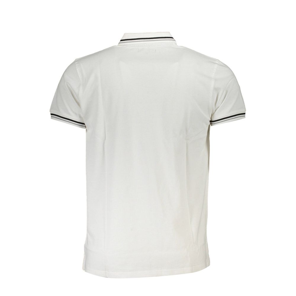 Cavalli Class White Cotton Men Polo Shirt with contrasting details and iconic logo, back view
