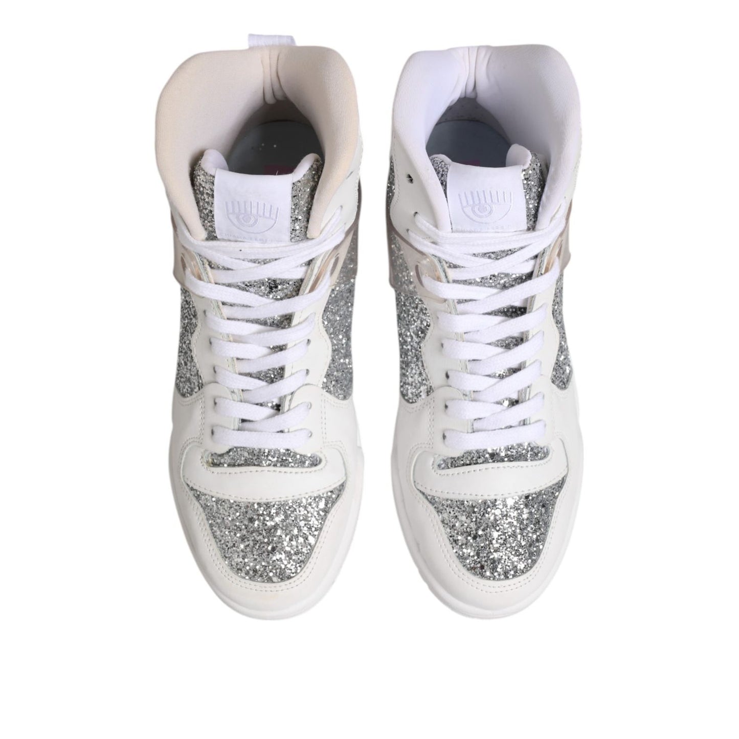 Chiara Ferragni White Silver High Top Women Sneakers Shoes