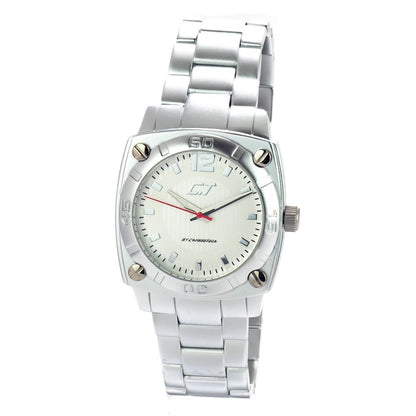Chronotech Silver Aluminum Dress Watch with quartz mechanism, analog display, and mineral glass, featuring a silver dial and bracelet.