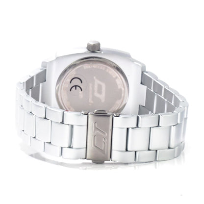 Chronotech Silver Aluminum Dress Watch with analog display and aluminum bracelet, featuring a silver case and dial, back view.