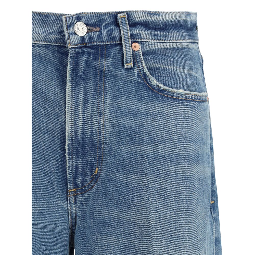 Close-up of Citizens of Humanity Light Blue Cotton Jeans Denim showing front pockets and button detail for casual style and comfortable fit.