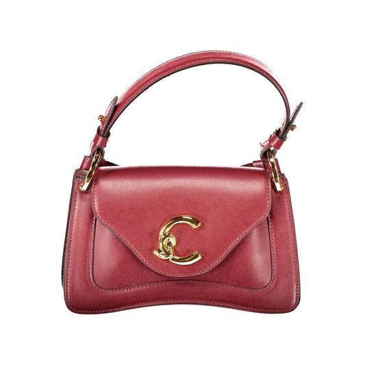 Coccinelle Red Leather Women Handbag with adjustable strap and chic gold accents, showcasing Italian craftsmanship and elegant design.