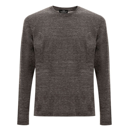 Corneliani Gray Wool T-Shirt, long-sleeve crew neck made in Italy from wool blend fabric, shown in size 50.