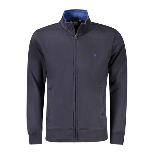 Coveri Moving Blue Cotton Men SweaterEmbark on a journey of style and comfort with Coveri Moving’s latest creation. This long sleeve sweatshirt is a seamless blend of functionality and fashion. The dual pockets and easy zip-up design meet the demands of d