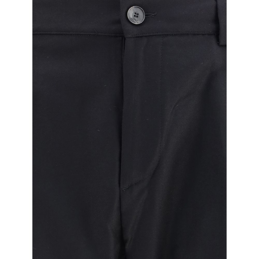 Cruna Black Fleece Wool Dress Pants