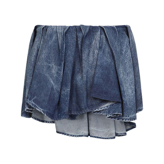 Diesel Asymmetric Mini Skirt in Blue Short trousers