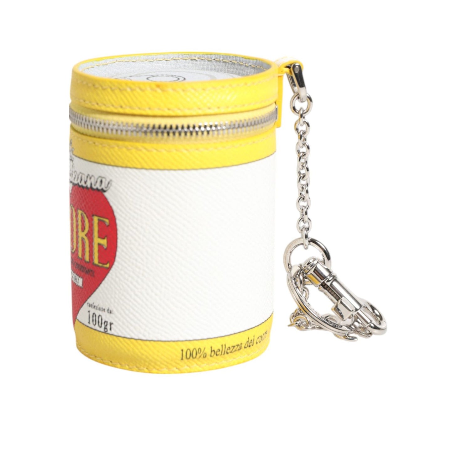 Dolce & Gabbana Amore Leather Yellow Bag Charm Coin Case Keychain Keyring