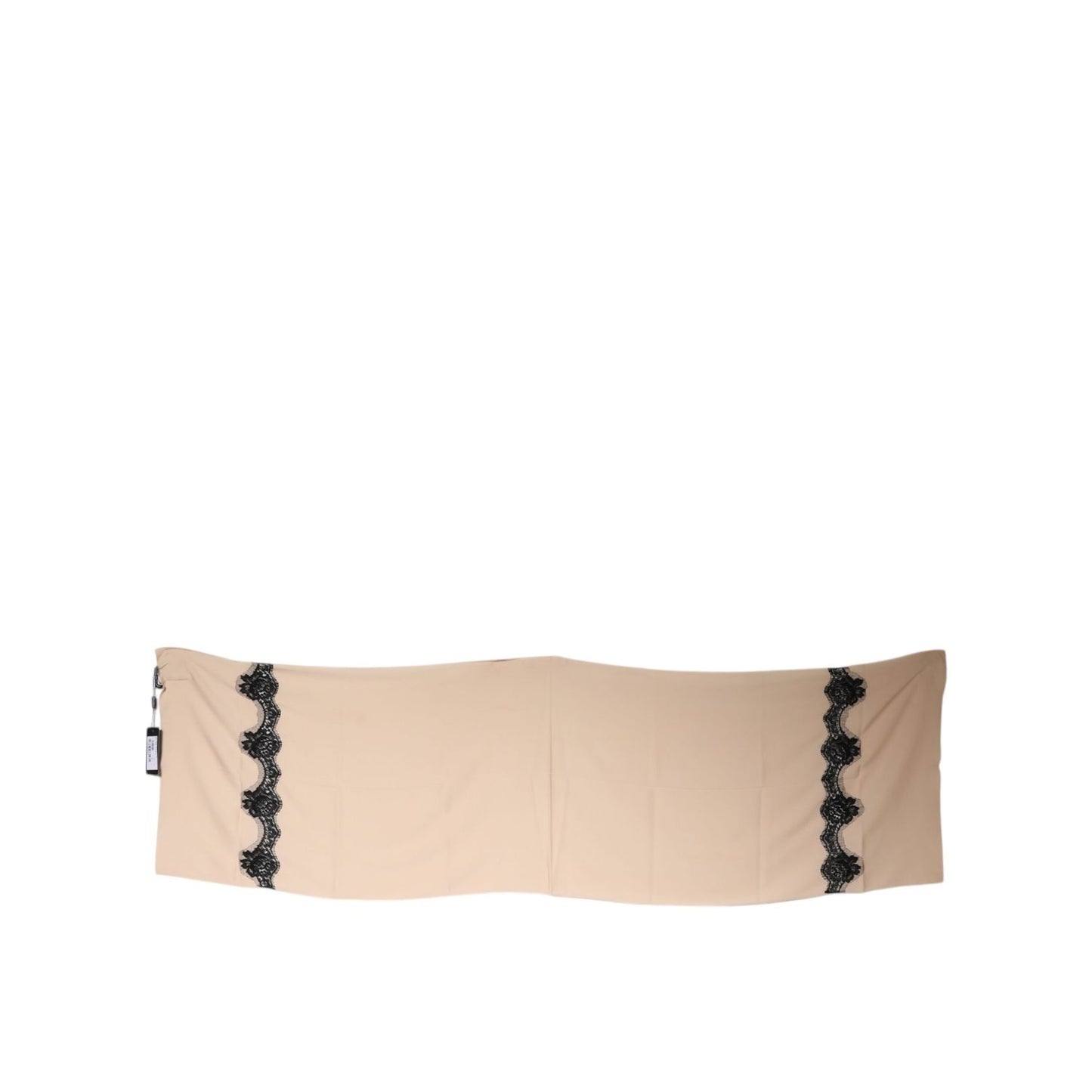 Dolce & Gabbana Beige Floral Lace Trim Silk Neck Wrap Scarf