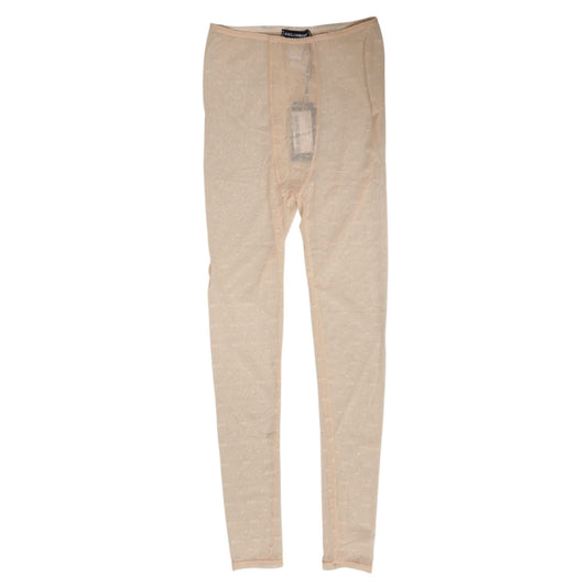 Dolce & Gabbana Beige Nylon Stretch Logo Lace Leggings Underwear