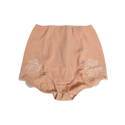 Dolce & Gabbana Beige Silk Stretch High Waist Girdle Underwear