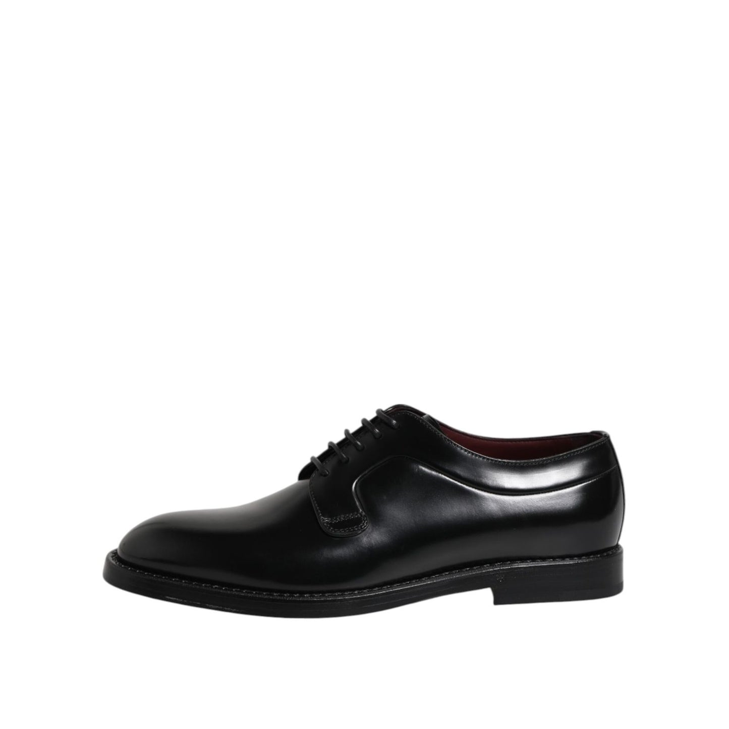 Dolce & Gabbana Black Calf Leather Lace Up Dress Shoes, luxury Italian derby with leather sole and logo details.