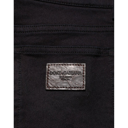 Dolce & Gabbana Black Cotton Blend Skinny Men Trouser Pants