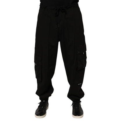 Dolce & Gabbana Black Cotton Cargo Jogger Sweatpants Pants