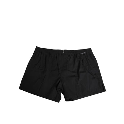 Dolce & Gabbana Black Cotton Elastic Waistband Button Swimwear