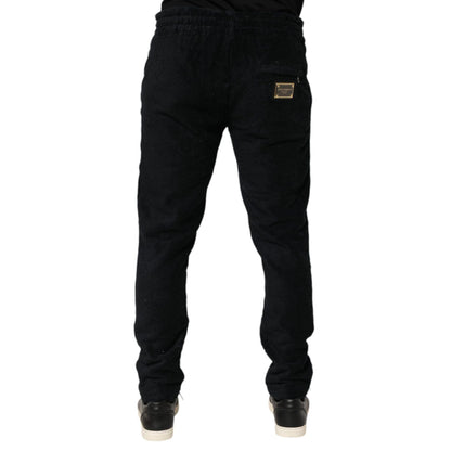 Dolce & Gabbana Black Cotton Logo Men Jogger Sweatpants Pants
