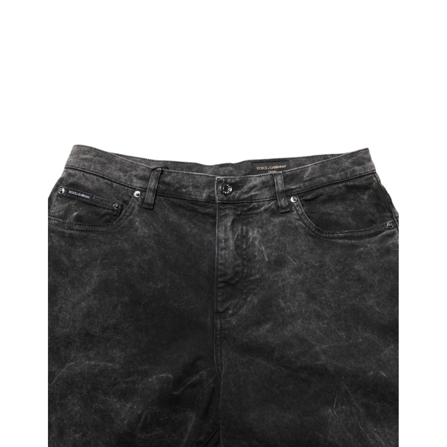 Dolce & Gabbana Black Cotton Mid Waist Denim Men Bermuda Short