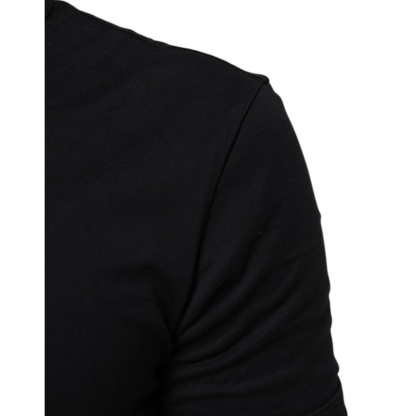 Dolce & Gabbana Black Cotton Plain V-Neck Men Shirt T-shirt