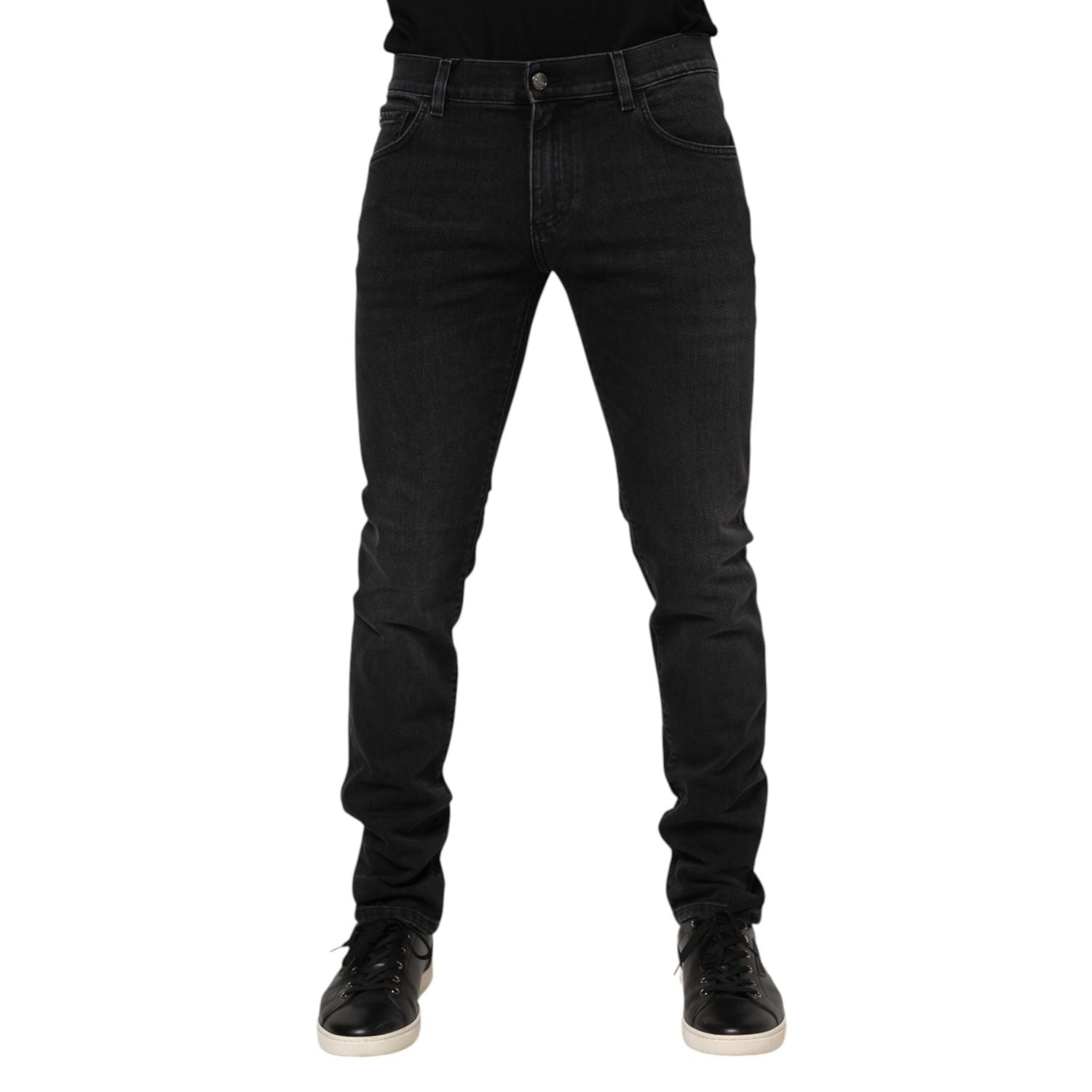 Dolce & Gabbana Black Cotton Skinny Men Denim Trouser Jeans