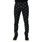 Dolce & Gabbana Black DG Monogram Cotton Skinny Denim Jeans with iconic design and sleek silhouette.