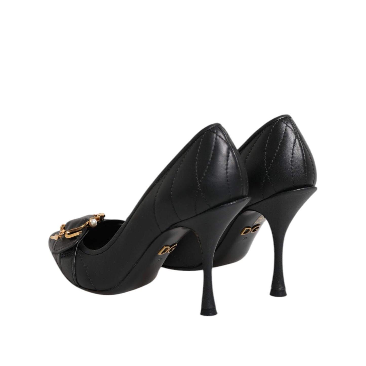 Dolce & Gabbana Black Devotion Leather Heels Pumps Shoes