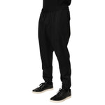 Dolce & Gabbana Black Drawstring Men Jogger Sweatpants Pants with side pockets and ribbed cuffs, perfect for casual or streetwear style.