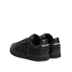 Dolce & Gabbana Black Floral Lace Low Top Sneakers Shoes
