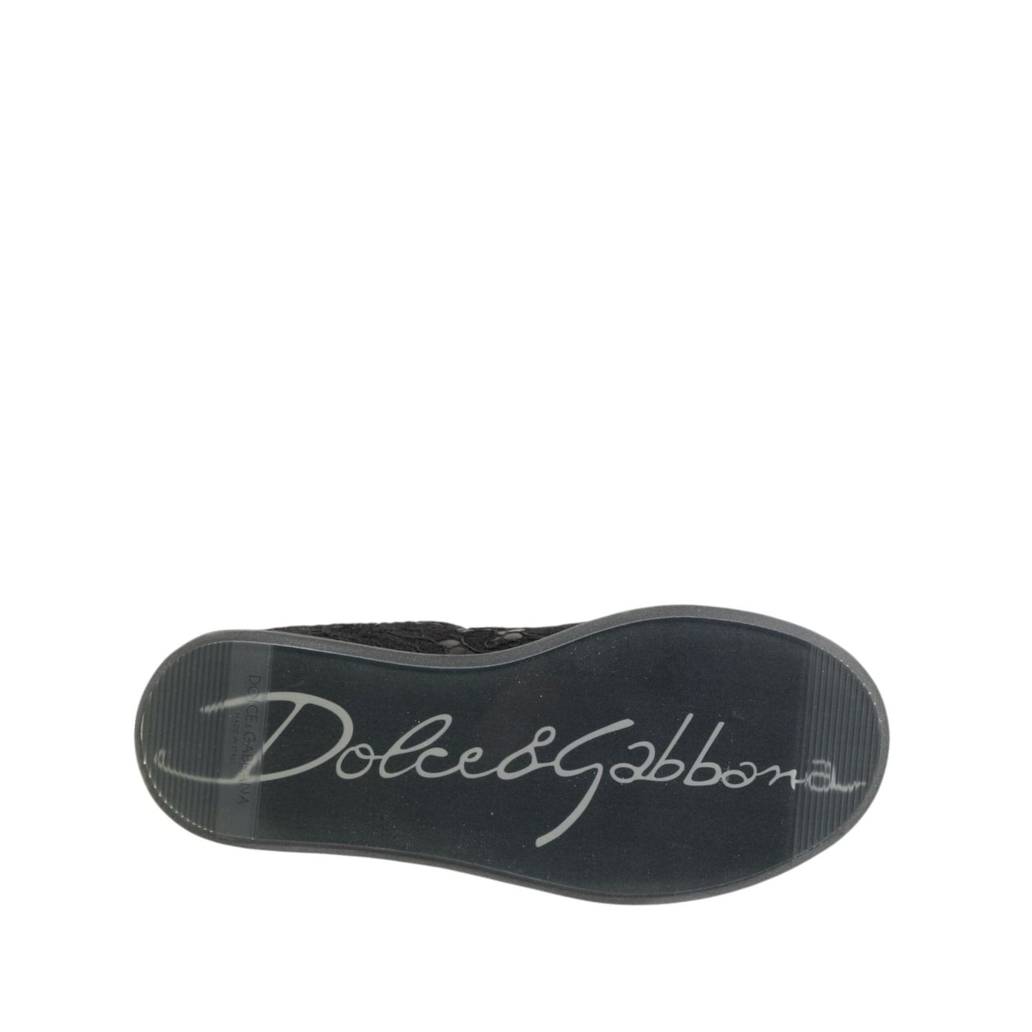 Dolce & Gabbana Black Floral Lace Low Top Sneakers Shoes