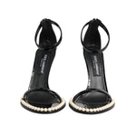 Dolce & Gabbana Black KEIRA Pearl Embellished Sandals Shoes
