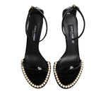 Dolce & Gabbana Black KEIRA Pearl Embellished Sandals Shoes