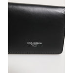 Dolce & Gabbana Black Leather DG Logo Bifold Card Holder Men Borse Wallet, featuring premium embossed design in sleek black calf leather.