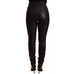 Dolce & Gabbana Black Leather Elastic Waist Trouser Pants