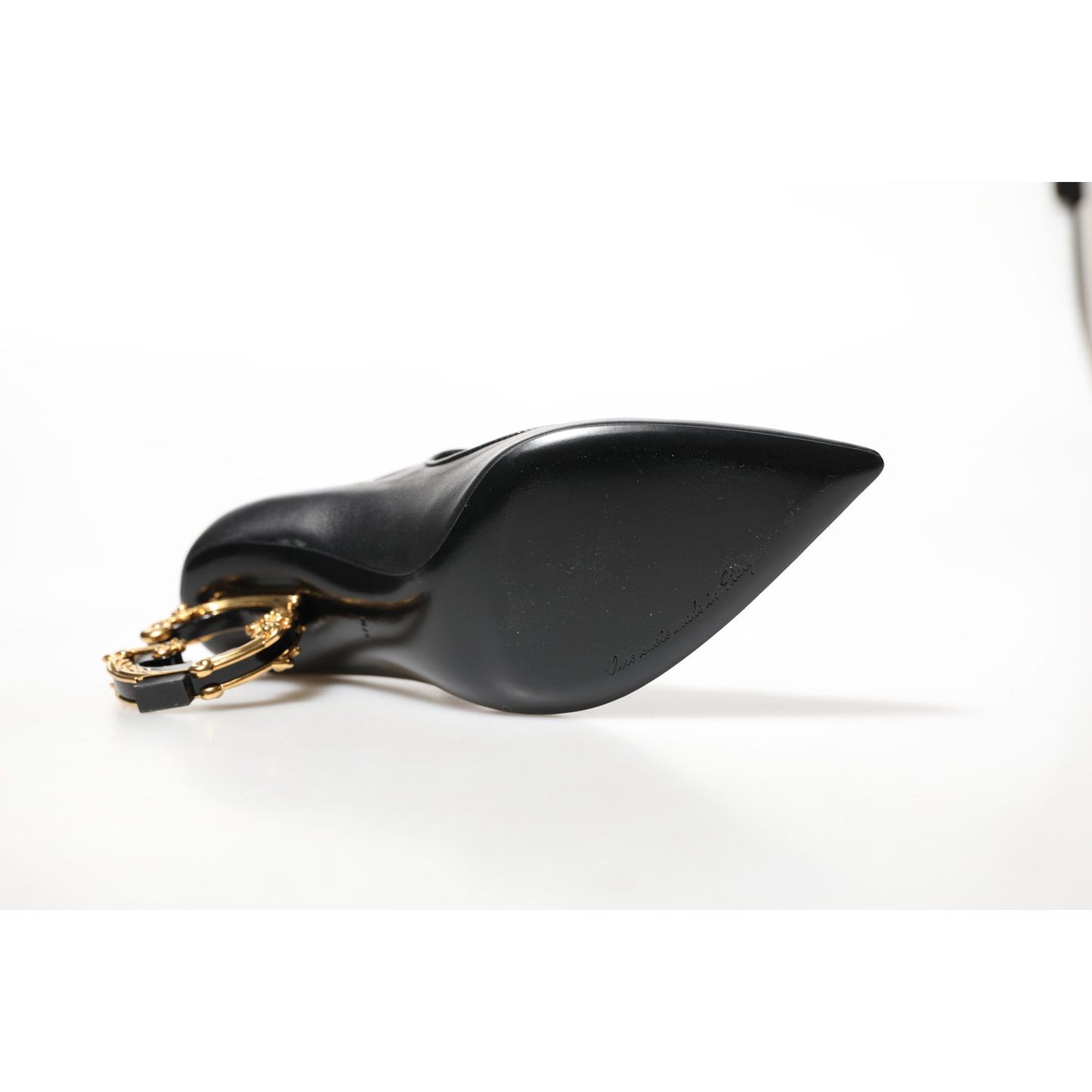 Dolce & Gabbana Black Leather Logo Heels Mary Janes Pumps Shoes