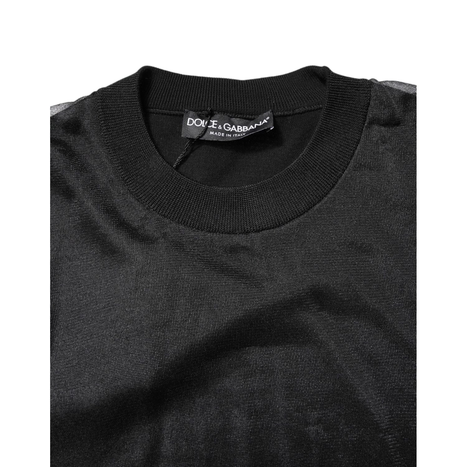 Dolce & Gabbana Black Logo Polyester CrewNeck Sweatshirt Sweater