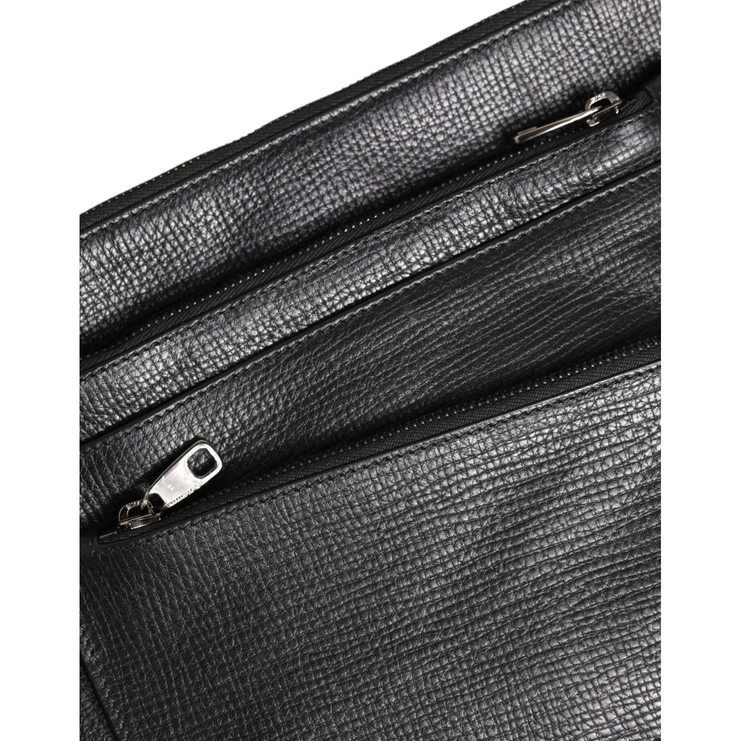 Dolce & Gabbana Black Palmellato Leather Logo Plaque Shoulder Borse Bag