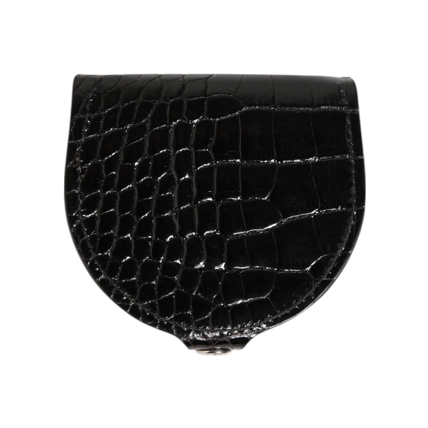 Dolce & Gabbana Black Polished Crocodile Leather Mens Coin Purse Wallet