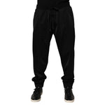 Dolce & Gabbana Black Polyester Logo Plaque Sweatpants Jogger Pants