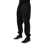 Dolce & Gabbana Black Polyester Logo Plaque Sweatpants Jogger Pants