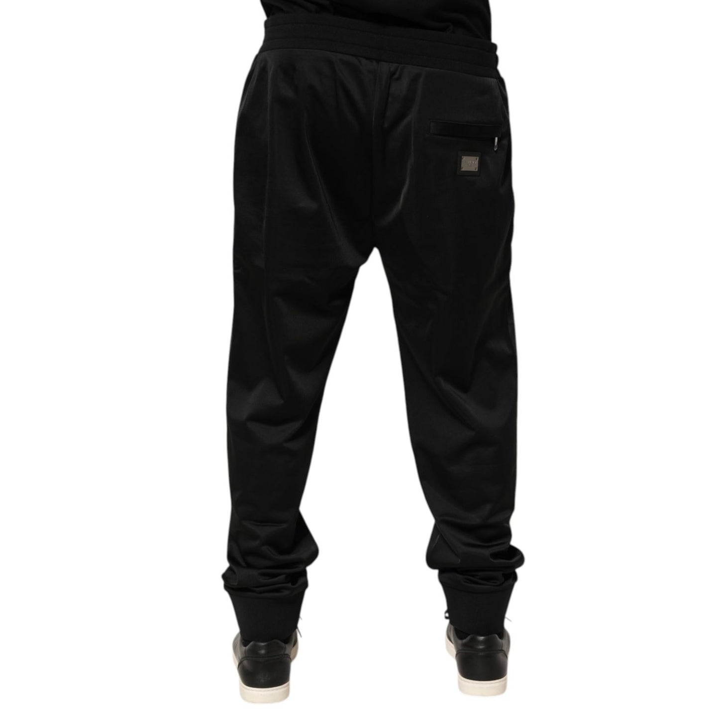 Dolce & Gabbana Black Polyester Logo Plaque Sweatpants Jogger Pants