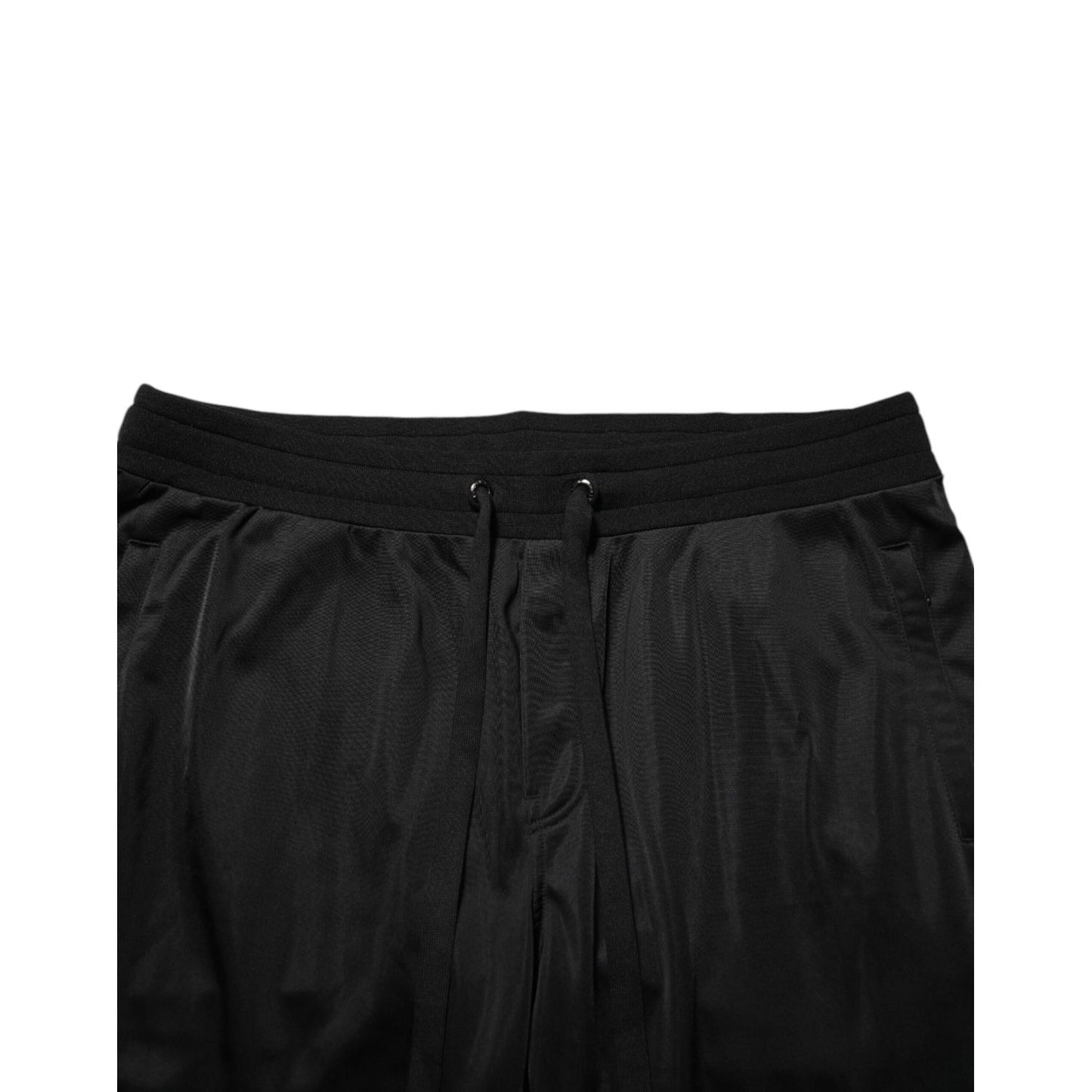 Dolce & Gabbana Black Polyester Logo Plaque Sweatpants Jogger Pants