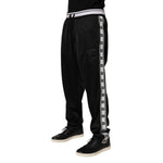 Dolce & Gabbana Black Polyester Logo Stripe Track Jogger Pants