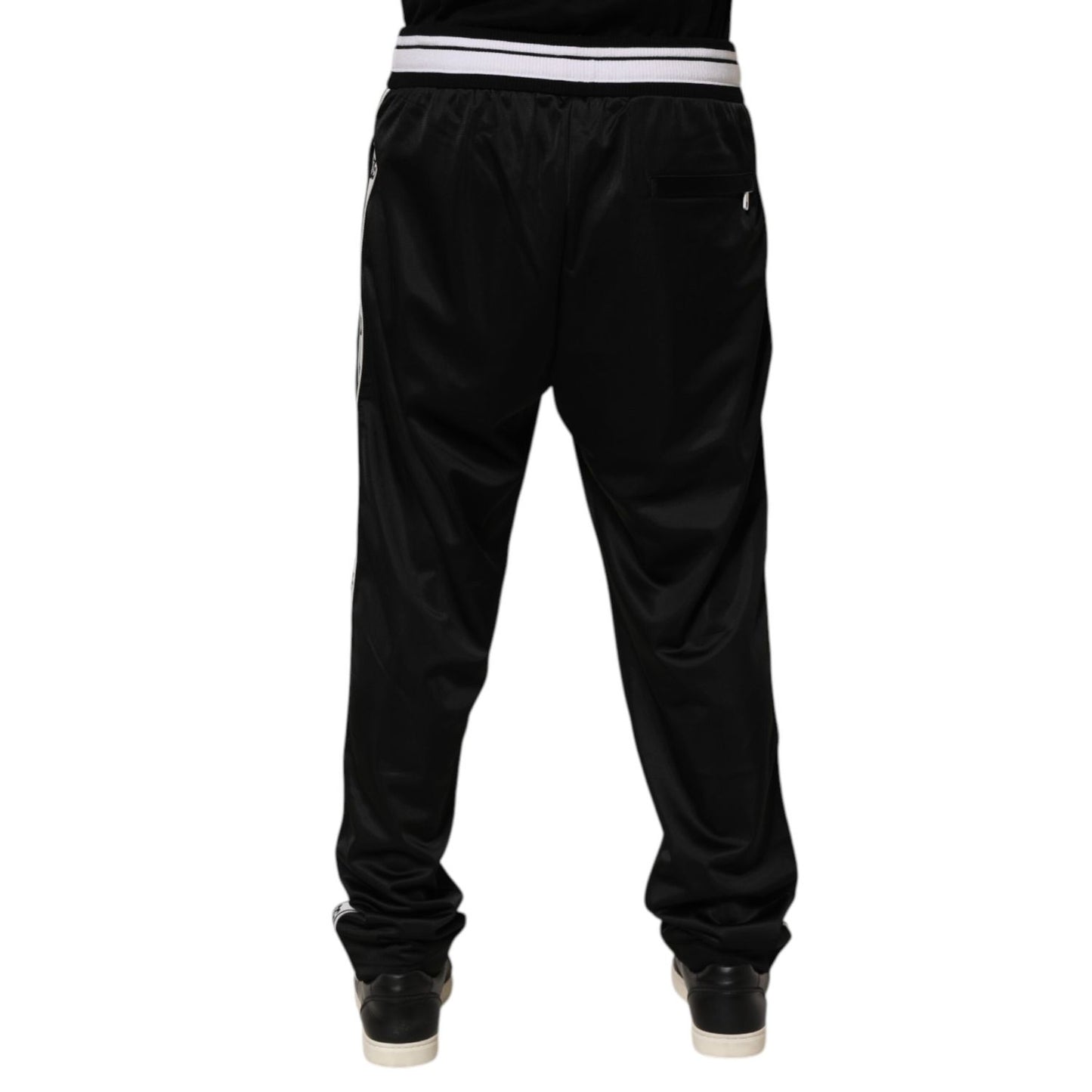 Dolce & Gabbana Black Polyester Logo Stripe Track Jogger Pants