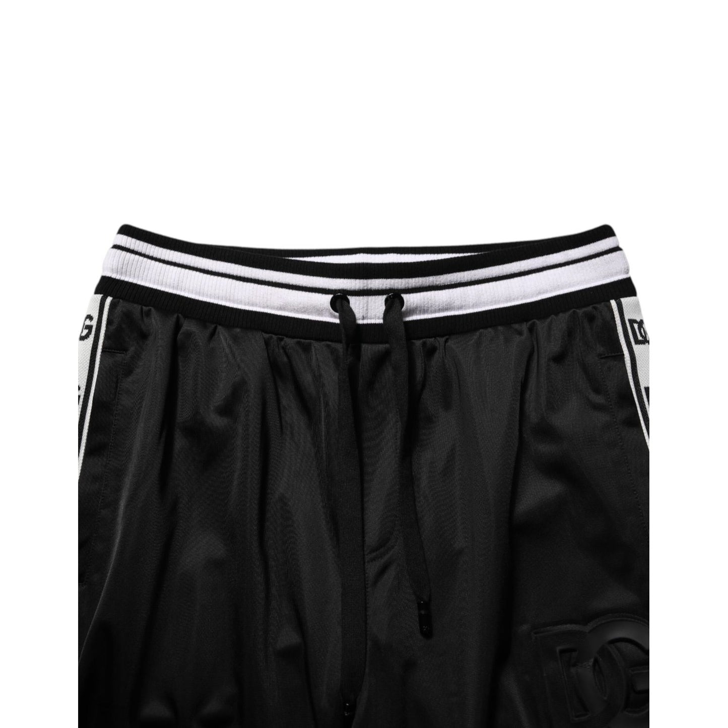 Dolce & Gabbana Black Polyester Logo Stripe Track Jogger Pants
