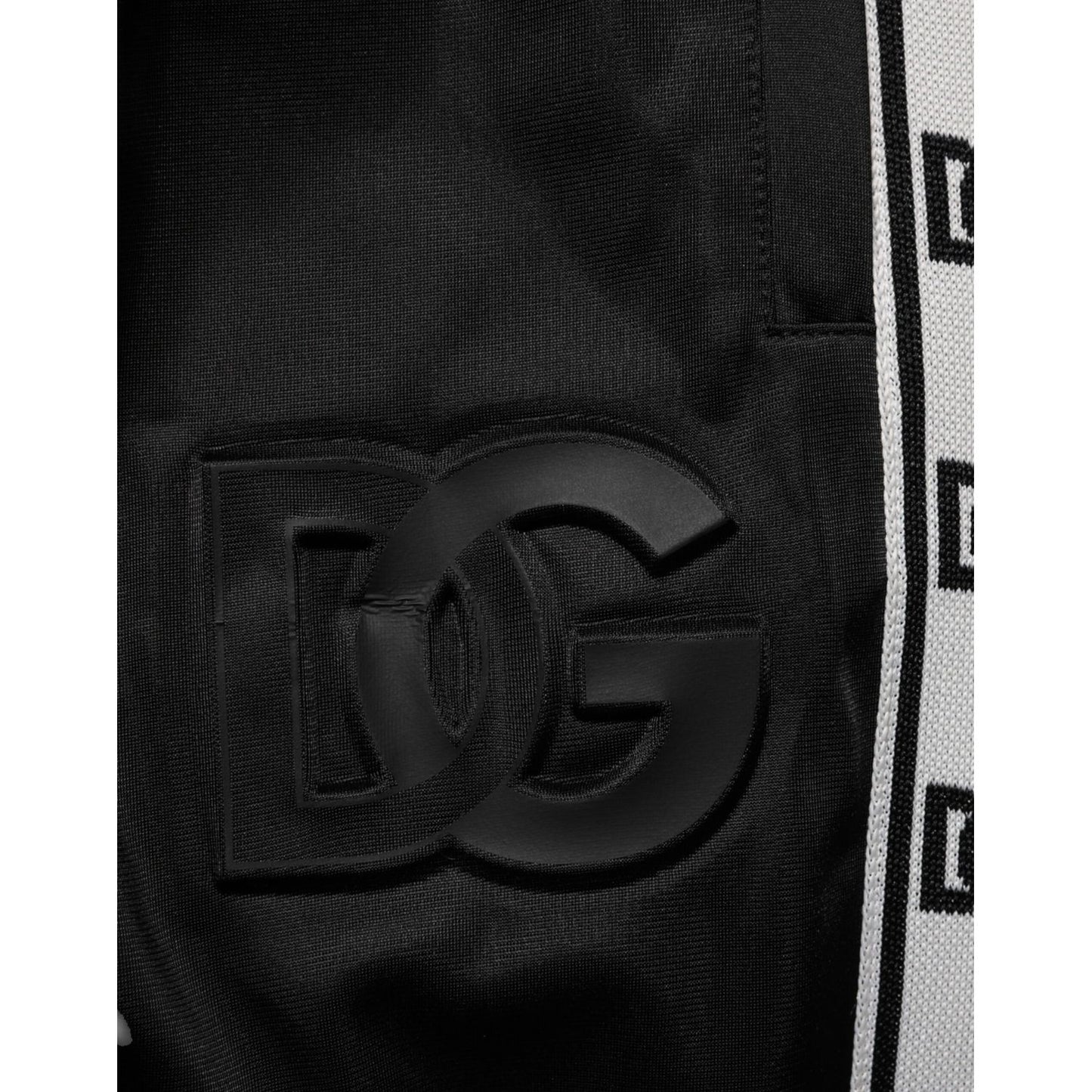 Dolce & Gabbana Black Polyester Logo Stripe Track Jogger Pants