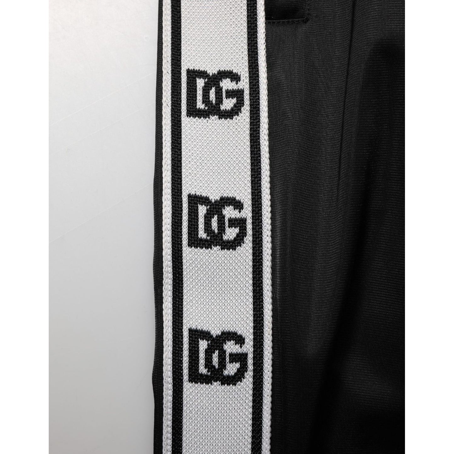 Dolce & Gabbana Black Polyester Logo Stripe Track Jogger Pants