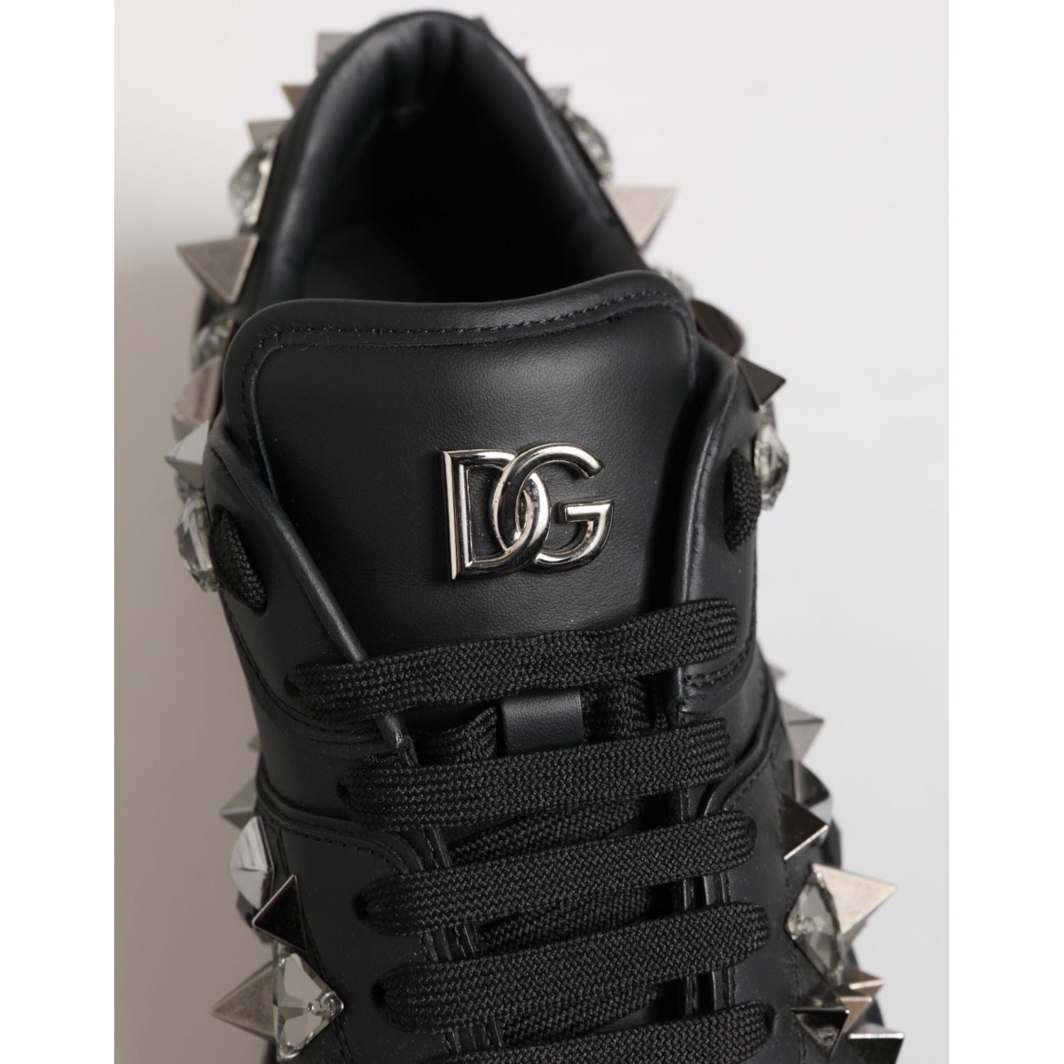 Dolce & Gabbana Black Portofino Studded Men Sneakers Shoes