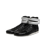 Dolce & Gabbana Black Quilted Leather Lace Up Sneakers Shoes