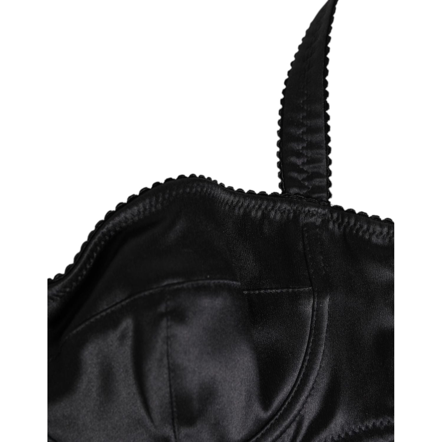 Dolce & Gabbana Black Satin Underwire Bra Lingerie IT2 Underwear