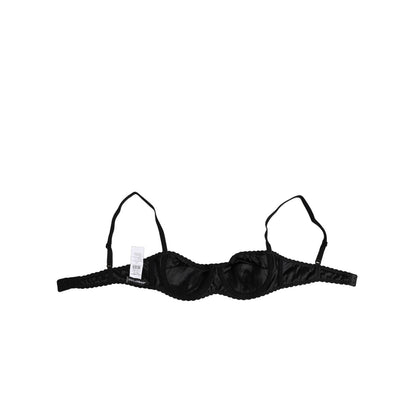 Dolce & Gabbana Black Silk Underwired Balconette Bra Underwear
