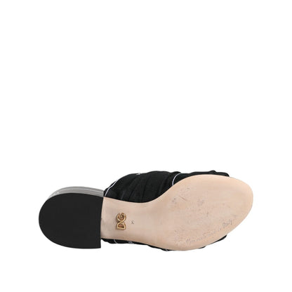 Dolce & Gabbana Black Slides Slip On Sandals Shoes